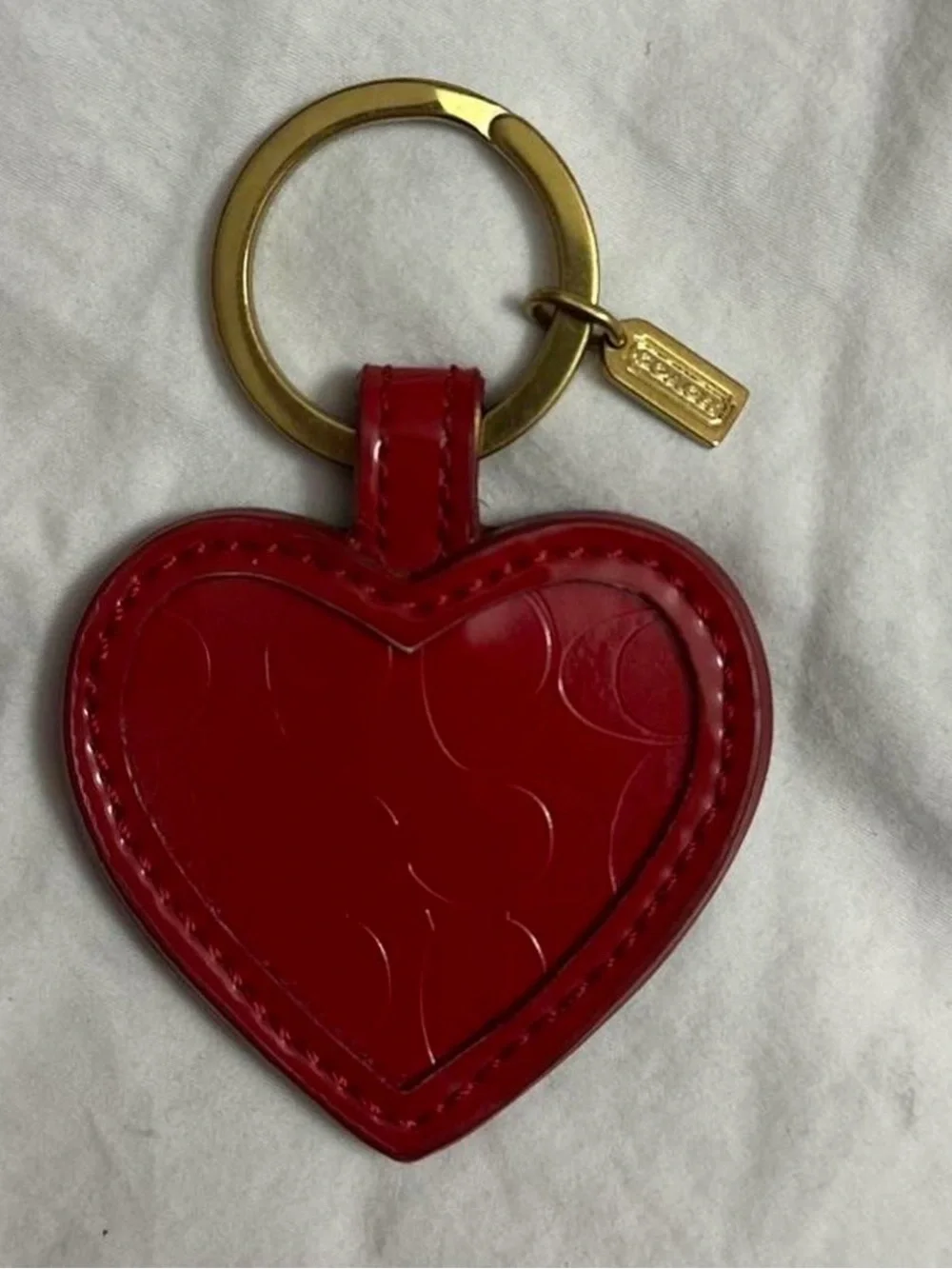 Coach Red Heart Leather Key & Card Holder with Gold Hardware